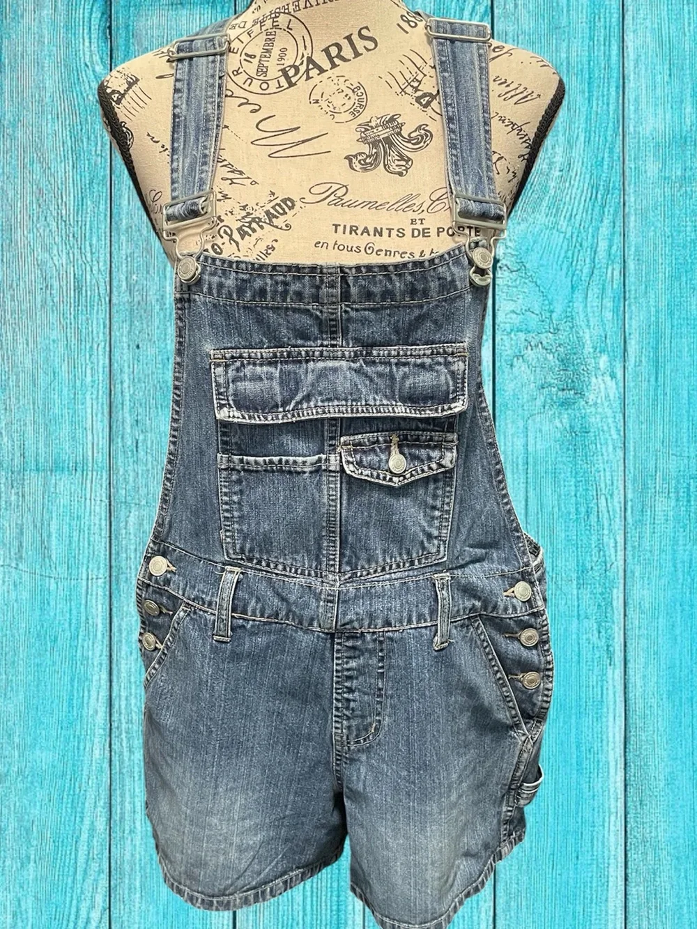 Junior’s Denim Short Overalls